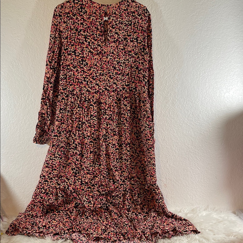 H&M Ditsy Floral Crepe Long Midi Peasant Dress Size XS - Picture 5 of 9